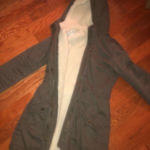 Hollister Sherpa Lined Parka Jacket Coat
